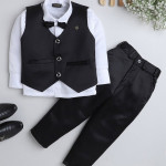 Boys 3 Piece Black solid Suit